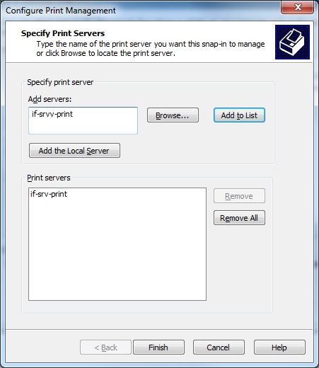 Configuring the Print Management snap-in
