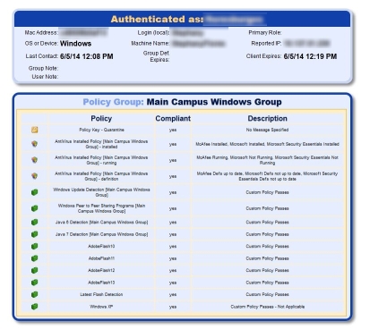 Safe Connect Administrator's interface