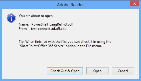 Adobe Reader PDF checkout dialog