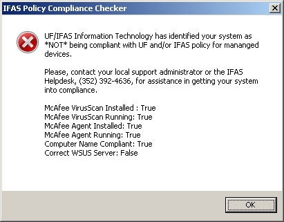 IFAS Policy Compliance Checker dialog