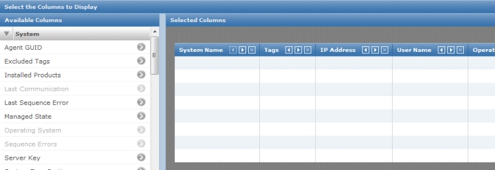 column chooser screen