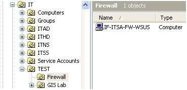 OU for firewall and WSUS testing