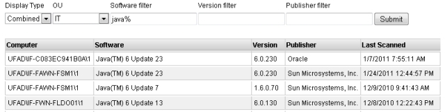 query for Java installations