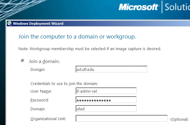 MDT Domain Join prompt