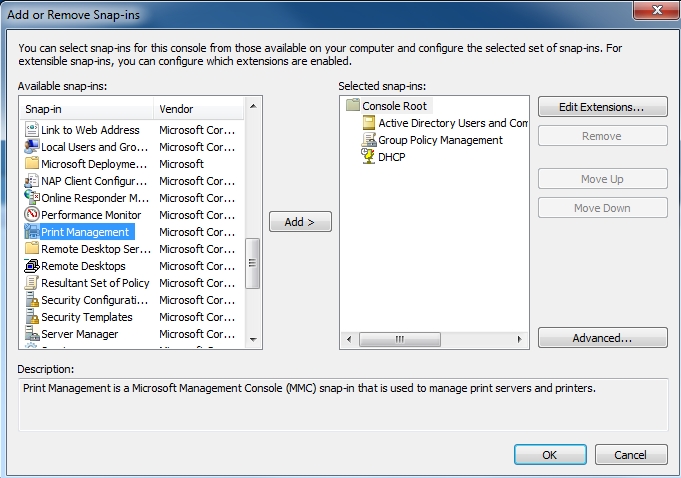 Print Management snap-in