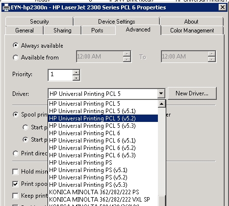 Print server drivers