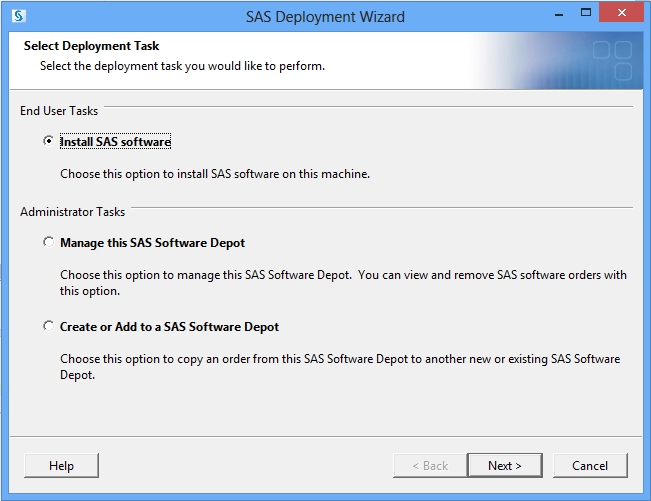 SAS install wizard