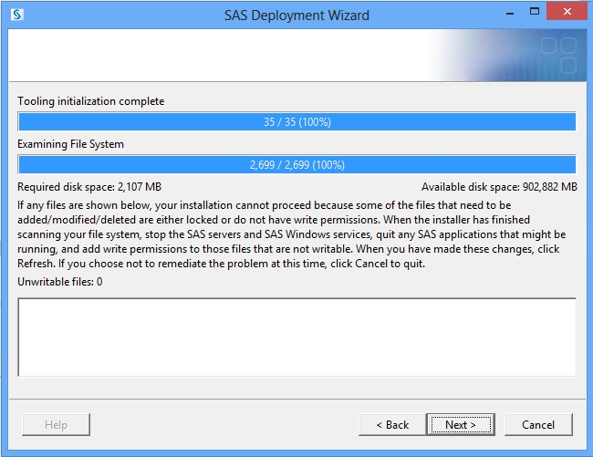 SAS install wizard