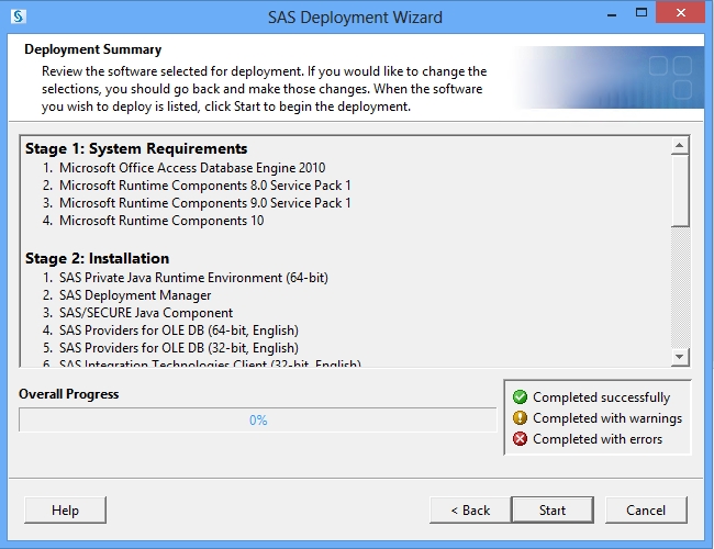 SAS install wizard