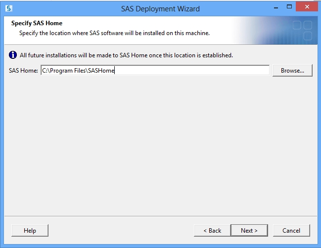 SAS install wizard