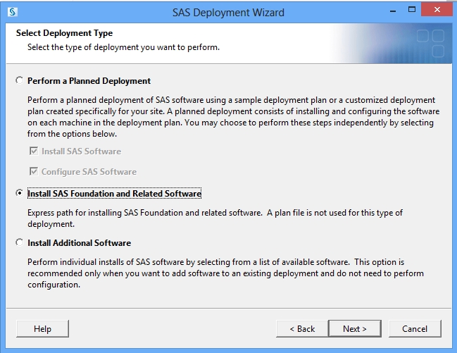 SAS install wizard