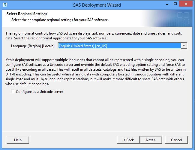 SAS install wizard