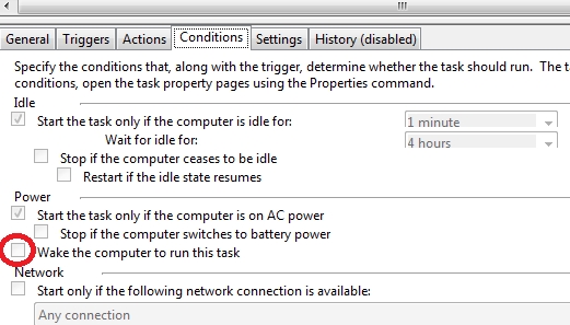 Wake the computer to run this task