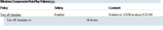 disable autoplay GPO setting